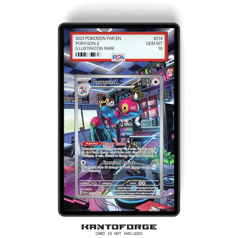 Porygon-Z 214/182 - PSA Size Graded Card Case Extended Artwork Display with GradeGuardian Protection image 1