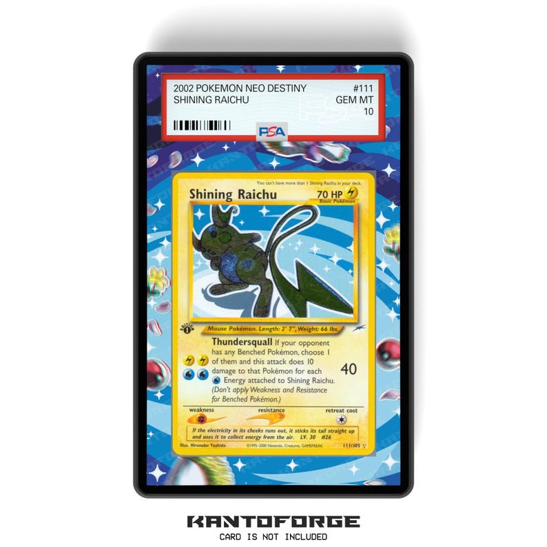 Shining Raichu 111/105 - Estuche para cartas graduadas de tamaño PSA con diseño extendido y protección GradeGuardian imagen 1