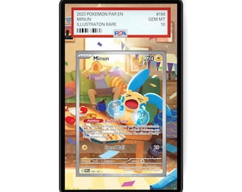 Minun 194/182 - PSA Size Graded Card Case Extended Artwork Display with GradeGuardian Protection