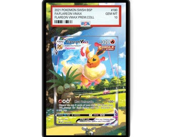 Flareon VMAX SWSH180 - PSA Size Graded Card Case Extended Artwork Display with GradeGuardian Protection