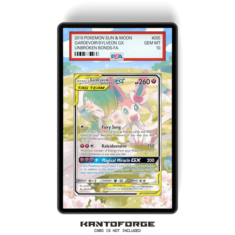 Gardevoir & Sylveon GX 205/214 - PSA Size Graded Card Case Extended Artwork Display with GradeGuardian Protection image 1
