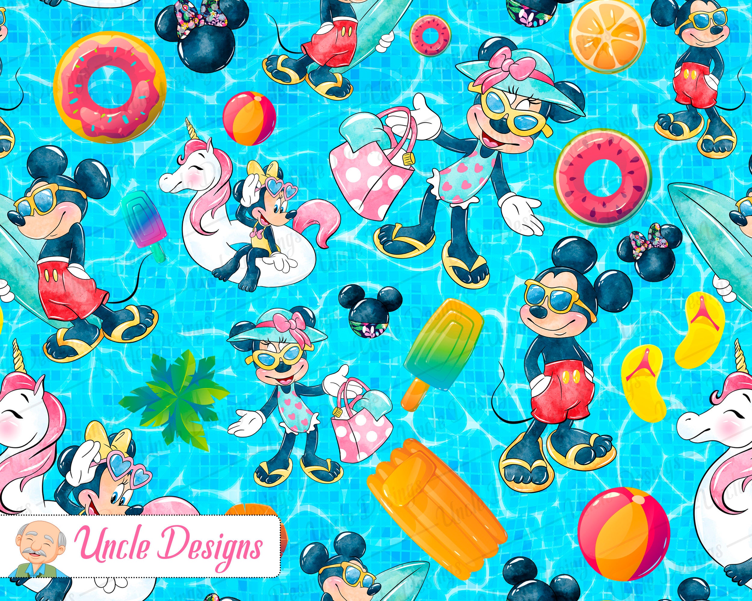 Digital Seamless File Summer Seamless Pattern Magic Kingdom Etsy