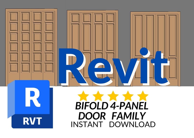 Revit Bifold 4panel Door Family 3 Different Panels. 3D Etsy