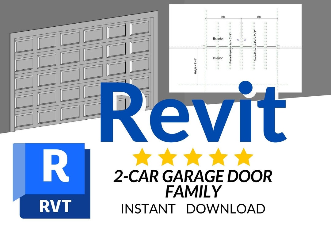 Revit 2 Car Garage Door Family. 3D Model Doors Adjust Etsy UK