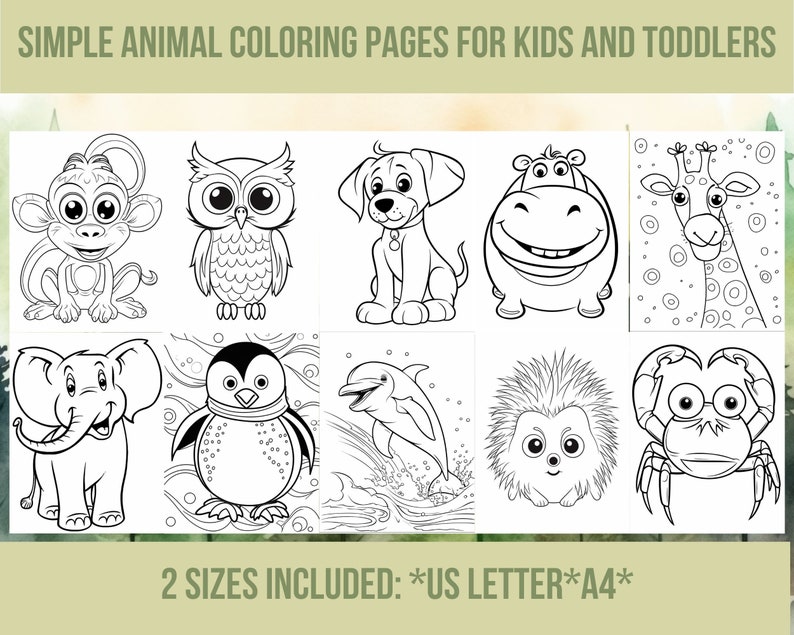 10 Simple Animal Coloring Pages for Young Artists: Unleash Their Creativity