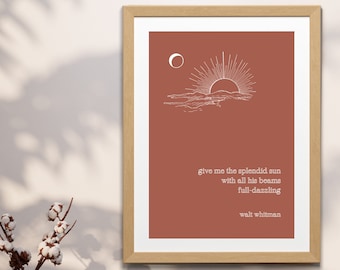 Walt Whitman Inspirational Poetry Quote | Digital Wall Art Print | Modern Neutral Minimalist Apartment Home Office Dorm Gallery Wall Decor