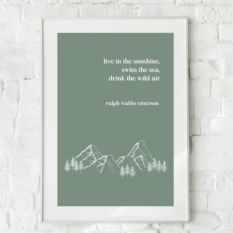 Ralph Waldo Emerson Inspirational Nature Quote | Digital Wall Art Print ...