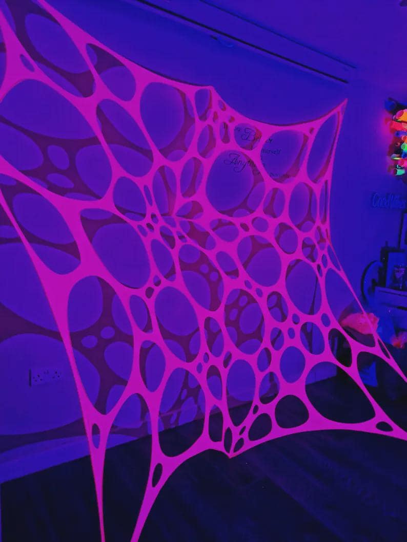 Rave Decoration Ceiling 2 Pack UV Reactive Stretchy Lycra Webbing Party Decoration, Pink ...