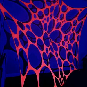 UV Orange Stretch event webbing decoration, neon party, blacklight decor, sensory room, Halloween, psytrance & more!