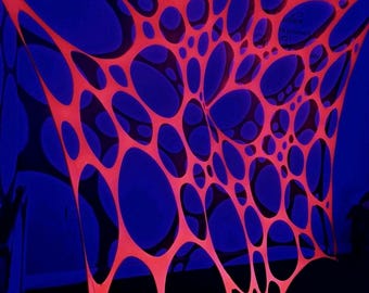 x1 UV Orange Stretch Webbing, Neon Party Decor, Blacklight Sensory Room