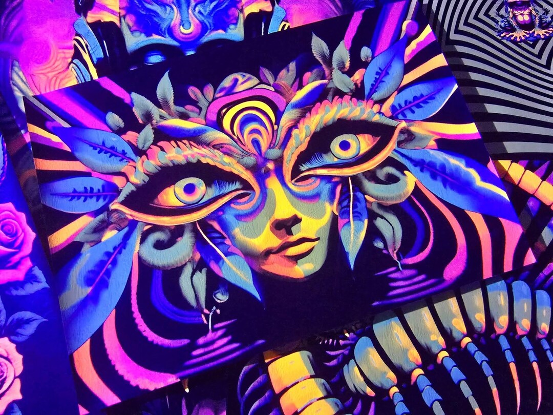 UV Blacklight Psychedelic Eye Poster, Neon Trippy Wall Art - Etsy UK