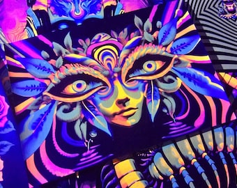 UV Blacklight Psychedelic Eye Poster, Neon Trippy Wall Art