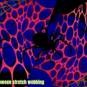 UV Halloween Cobwebs neon orange, Glow Stretch event Lycra party decoration webbing, Uv Wall Hanging or ceiling! Blacklight 2x1.5metre