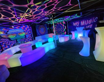 3 pack UV Reactive Stretch Webbing, Rave, Neon Party Decor, event decoration