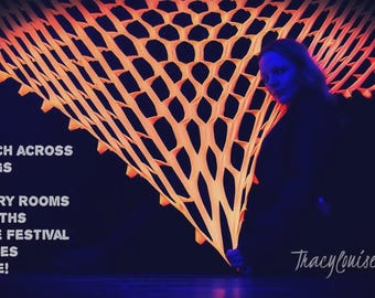 UV Neon Orange Camo Netting, Blacklight Party Decor,Tapestry, psytrance, Rave Ceiling Canopy, stretches 4-5metre