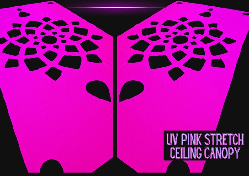 Rave Decoration Ceiling UV Pink Stretch Tapestry Ceiling Decor, Blacklight Party, Rave, Uv Neon ...