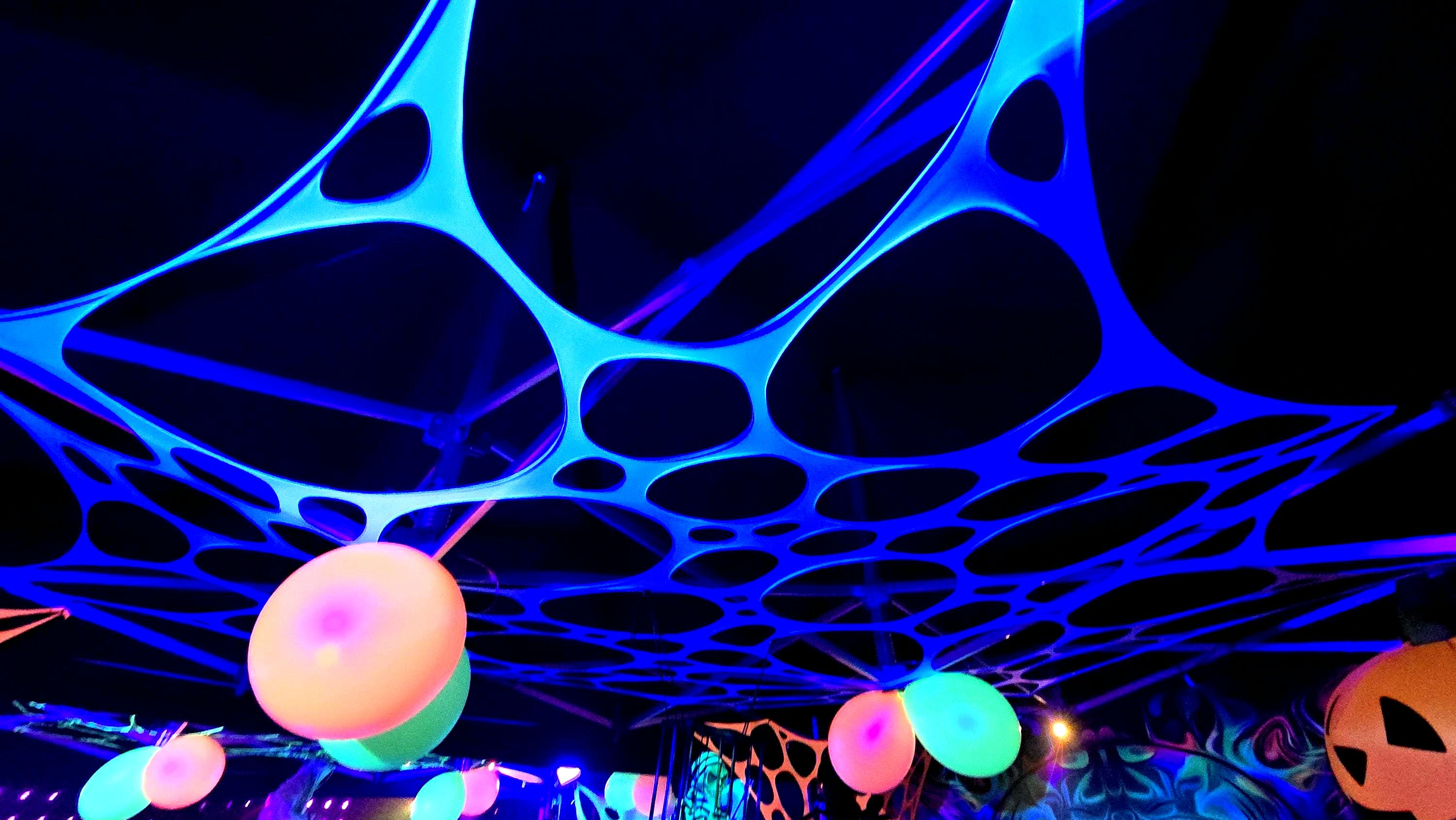 UV Glowing Lycra Web, Rave Blacklight Party Decor, Blacklight Canopy ...