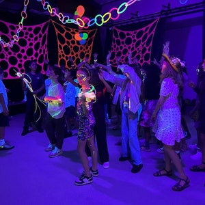 X3 piece UV Stretch décor webbing in Uv Pink |Uv Orange |Uv Yellow neon Blacklight Tapestry, Psytrance, sensory room, Halloween, 2x1.5 metre