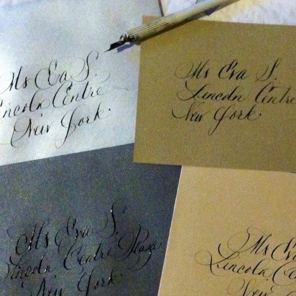 Calligrapher Calligraphy Addresses Names etc Calligraphy hand lettered envelopes and artwork temporary price cut