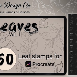 50 leaf stamp brushes for Procreate. Design, Stamp, Floral, Botanical, Flower, Tattoo, Digital, Download, Illustration, Graphic, Art