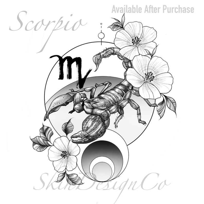 Scorpio Tattoo |tattoo | Stencil | Horoscope | Zodiac | Printable | Art | Design | Birth Flower ...