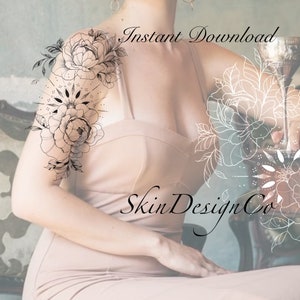 Mandala |Tattoo design | Instant download | Custom Tattoo Design | Floral | Peony | Fineline | Flower Tattoo | Women