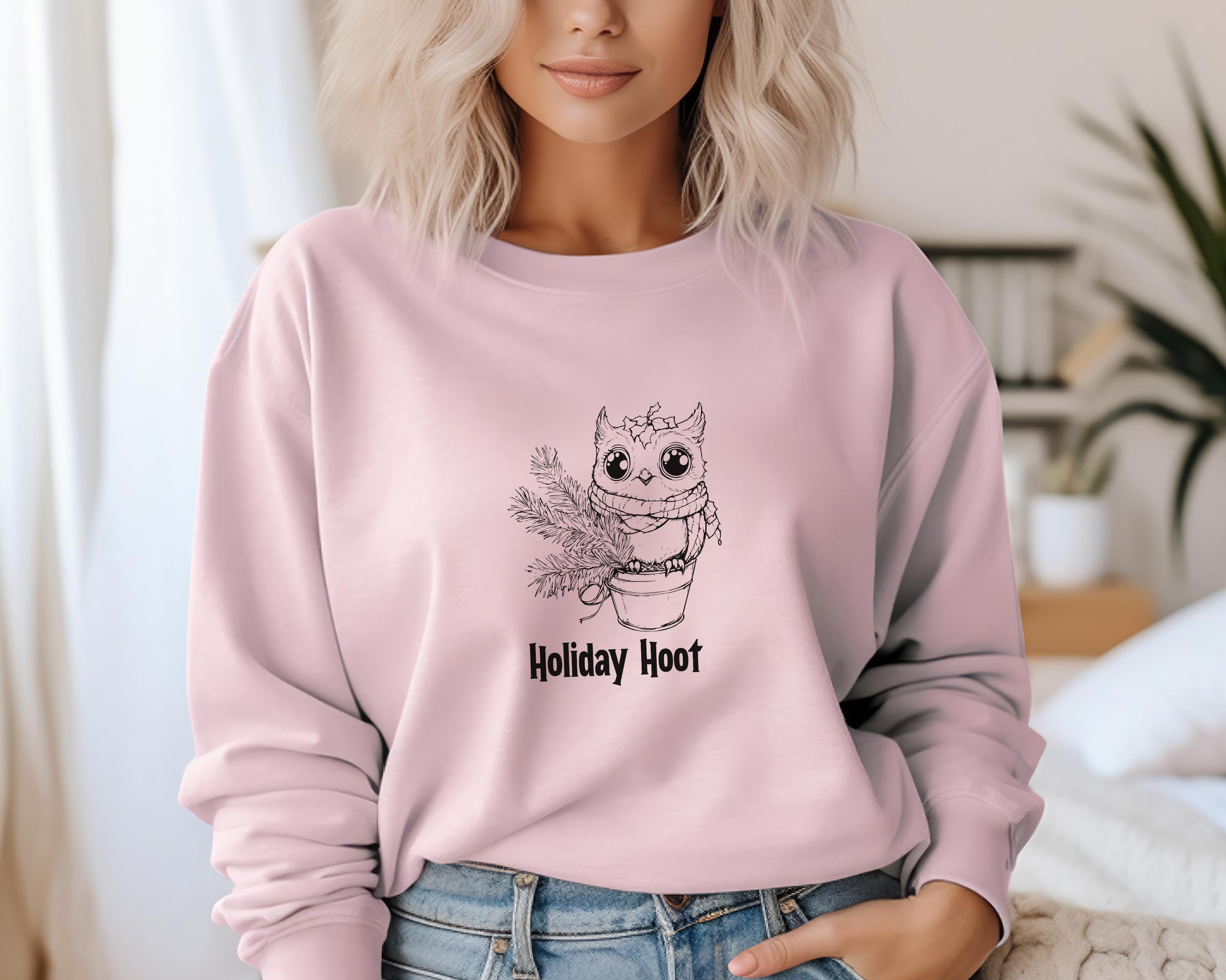 Holiday Hoot Sweatshirt, Hoot Owl Sweater, Happy Holidays, Cutie, Christmas Eve, Big Eyes, Stocking 