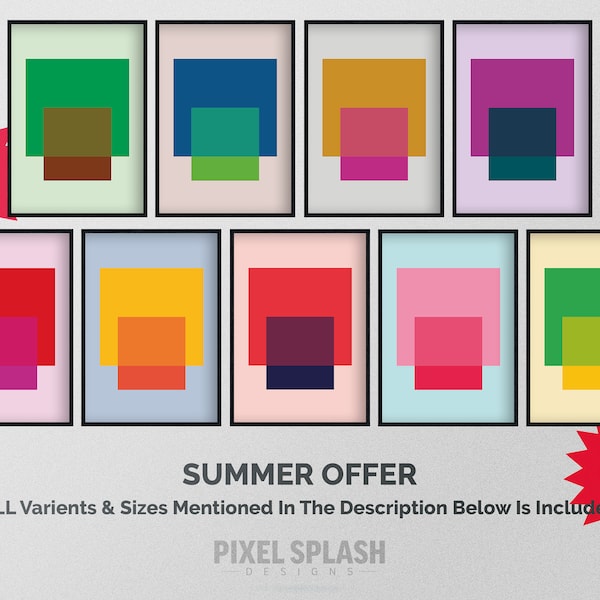 Set of 9 Geometric Art Prints Half Price Color Block Art Colorful Prints Printable Wall Art Colorful Posters Gallery Wall Set Modern Art