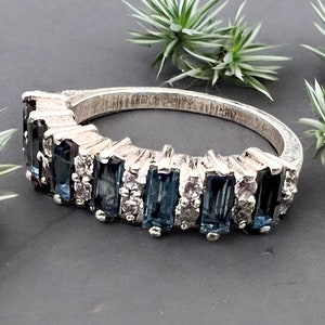 London Blue Topaz Ring: 14k Rose Gold Vermeil & Cubic Zirconia