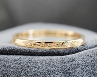 Filigree Ivy Engagement Ring: Hand-Engraved Sterling Silver Band