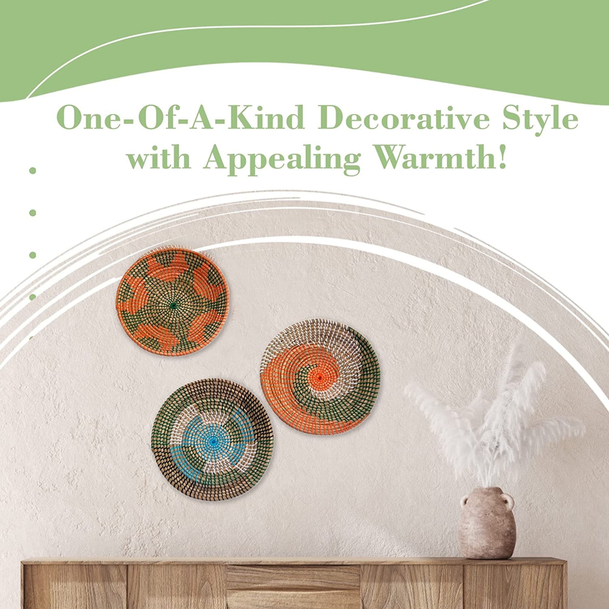Large Woven Basket Wall Decor Set of 3 Decorative Tray - Etsy