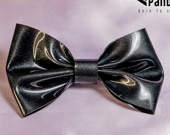 Black metallic latex bow