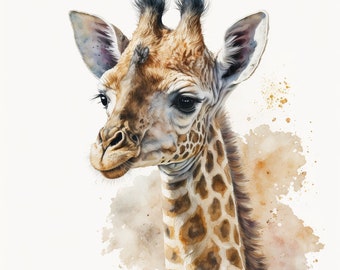 Watercolor baby giraffe