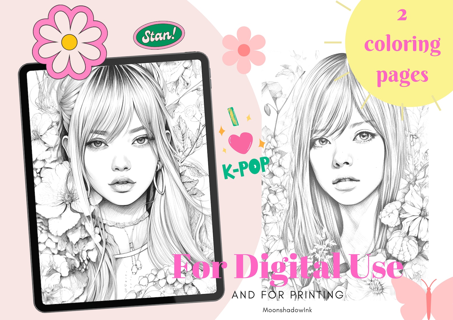 2 KPOP Coloring Pages, BLACKPINK Coloring Pages, Korean Coloring Page ...