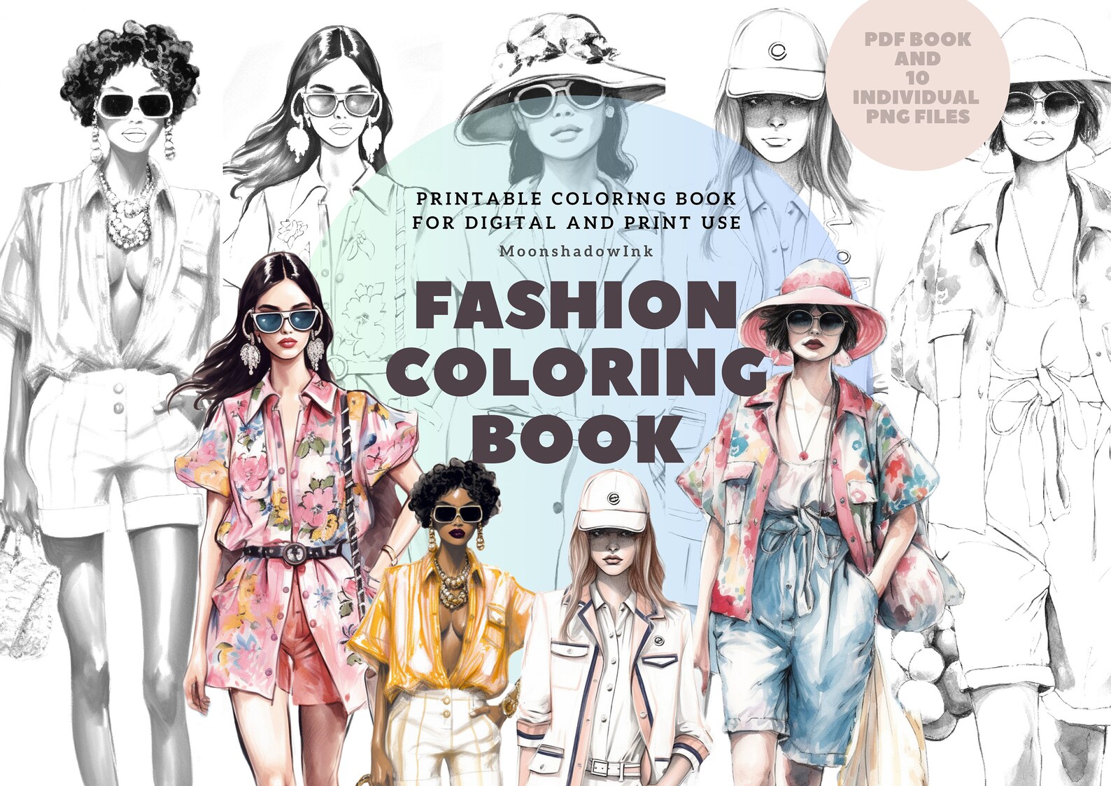 Fashion Coloring Book, 10 Fashion Coloring Pages, Fashion Printable