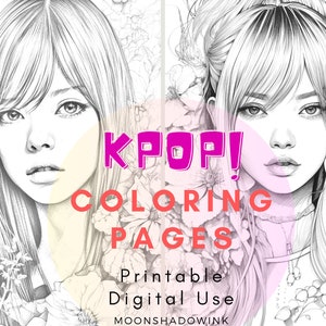 2 KPOP Coloring Pages, BLACKPINK Coloring Pages, Korean Coloring Page, Beautiful  Coloring Pages, Greyscale Digital Coloring Pages, KPOP art