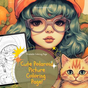 Cute Coloring Page, Chibi Girl Coloring Pages, Cute Kawaii Coloring Page, Cat Coloring Pages, Cute Polaroid Coloring Pages, Oranges Coloring