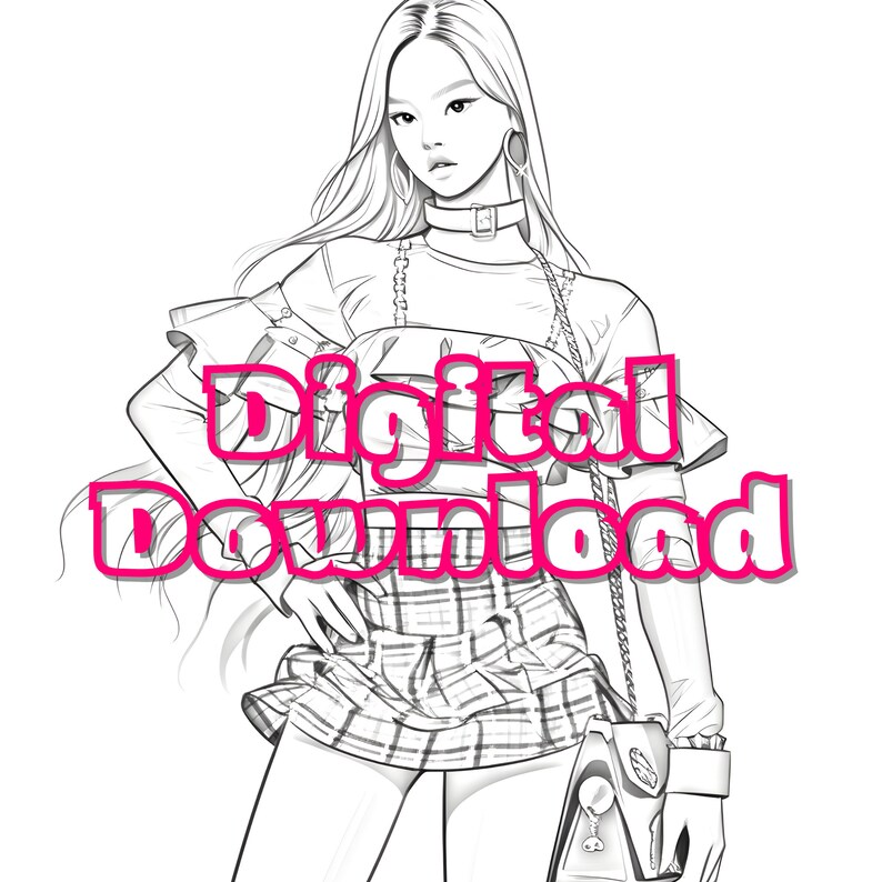 KPOP Fashion Coloring Book, Korean Fashion Coloring, BLACKPINK Coloring