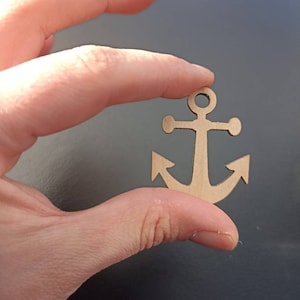 Anchor shape for crafting, nautical embellishments, small wooden anchor, wooden blank template, maritime theme