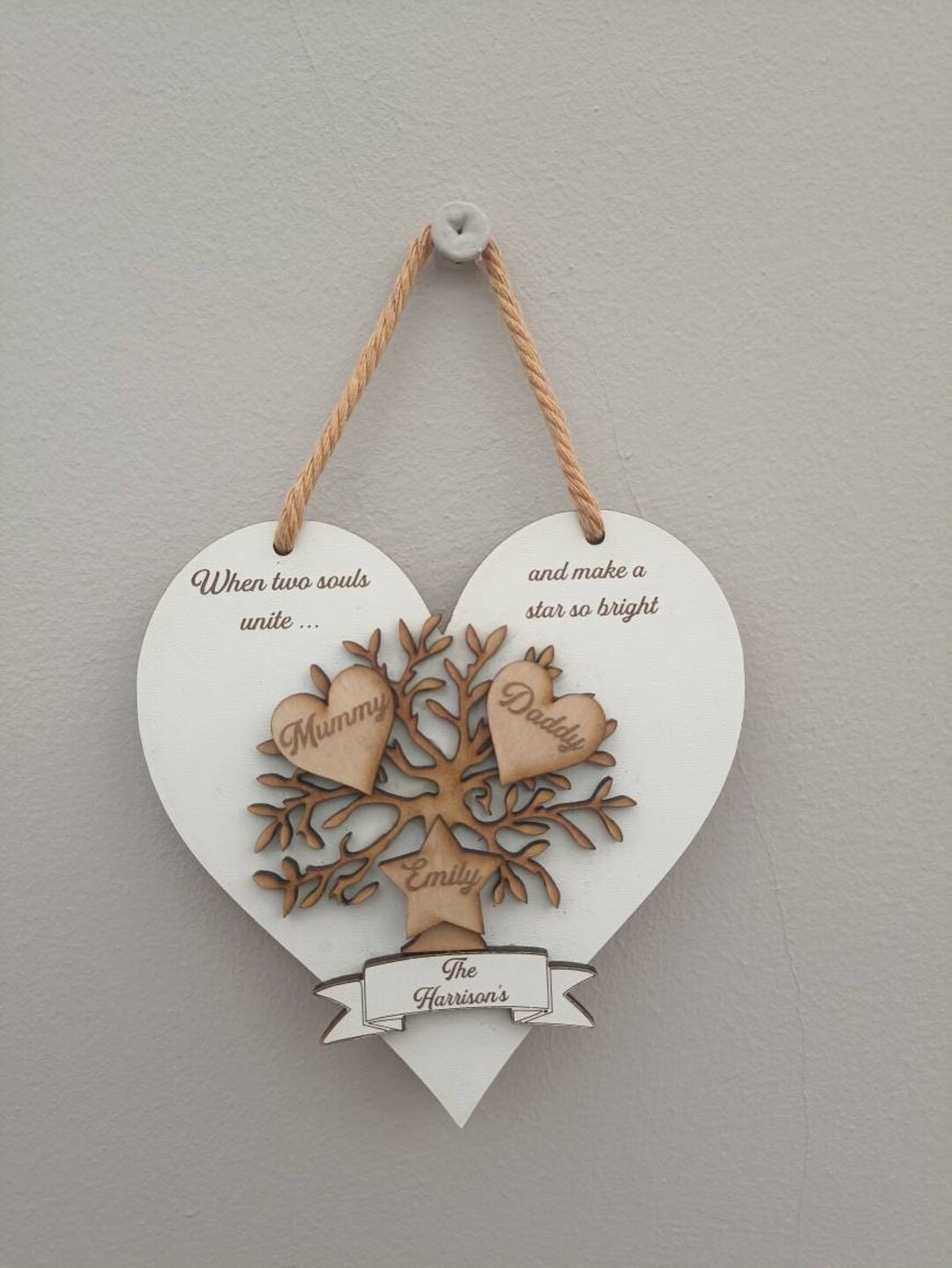 Wooden Personalised Family Tree Wall Hanging Home Decor - Etsy