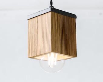 Lampe en bois, lampe en chêne, lampe minimaliste, lampe pédante, moderne, scandinave, esthétique industrielle