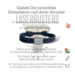 Segeltau Armband mit Edelstahl Charm personalisiert Text Zeichen Icons Bild 4