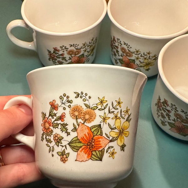 Vintage 1970s Corelle INDIAN SUMMER Set of 4 Coffee/Tea Cup