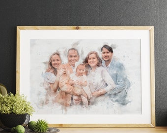 Custom Watercolor Family Portrait from Photo (Digital Download)