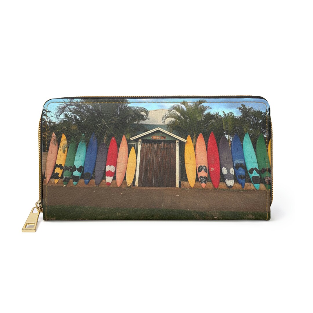 Surfboard Fence Zipper Wallet Maui Hawaii Etsy