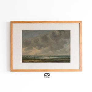Muted Bathroom Decor Vintage Print, Seascape Digital Oil Painting Wall Decor, Vintage Coastal Seaside Painting, Nautical, Antique Painting