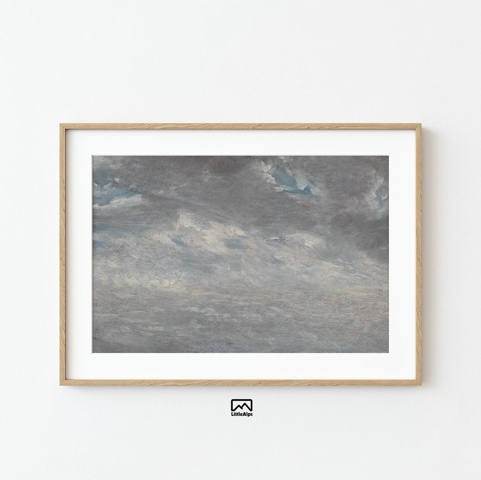 Vintage Cloud Study Landscape, Dark Storm Cloud Art, Timeless Cloud Oil ...