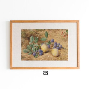 Vintage Stillleben Gemälde, antike Küche Drucken, Obst-Wand-Dekor, Printable digitaler Download, antike Wand Kunst Dekor Print, Pfirsich & Traube