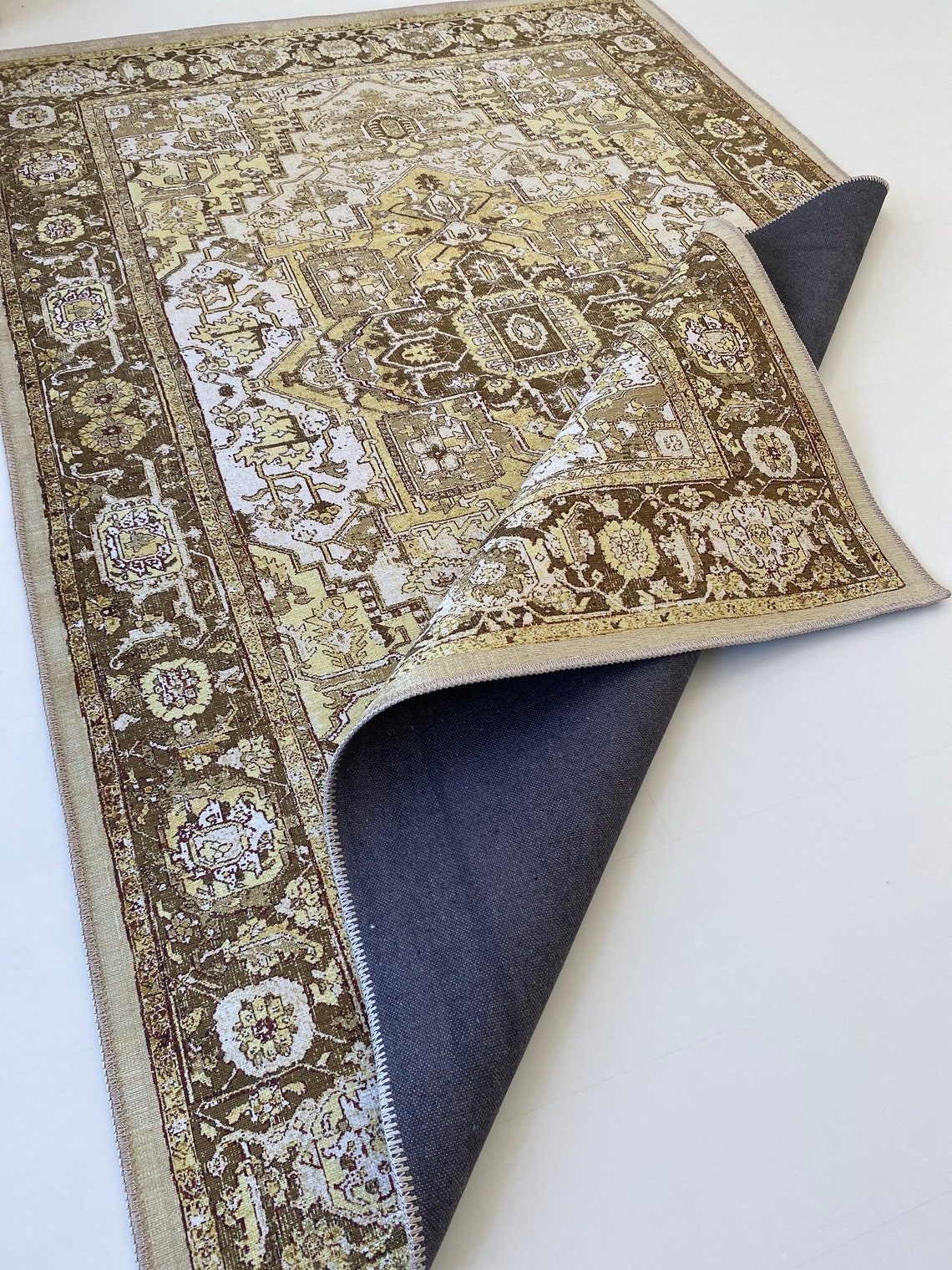 Large Green Rug Persian Rug Heriz Rug Washable Rug 5x7 Etsy