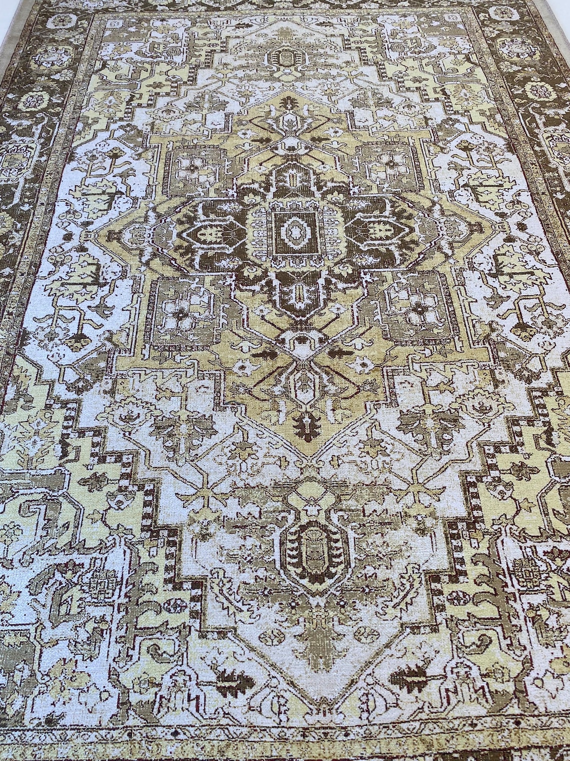 Large Green Rug Persian Rug Heriz Rug Washable Rug 5x7 Etsy